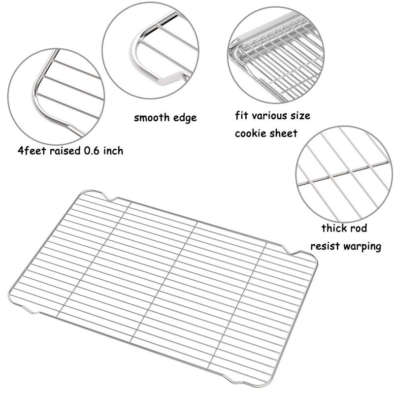 Zacfton Stainless Steel Cooling Racks, Set of 3, 8.6L x 6.2W x 0.5H Inch, Wire Racks for Cooking, Baking, Roasting, Grilling, Dishwasher Safe - Image 3